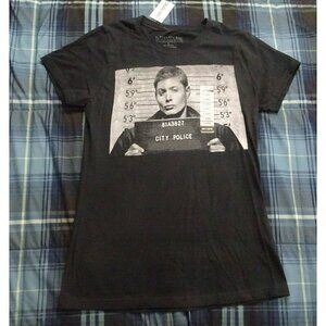 NWT Supernatural Black T-Shirt Dean Mugshot Size Youth X-Large NWT NEW